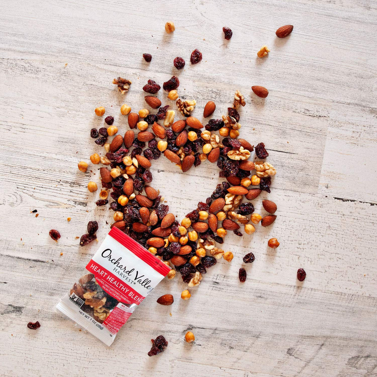 Orchard Valley Harvest Heart Healthy Blend, 1 Ounce Bags (Pack of 15), Almonds, Cranberries, Walnuts, and Chickpeas, Gluten Free, Non-GMO, No Artificial Ingredients
