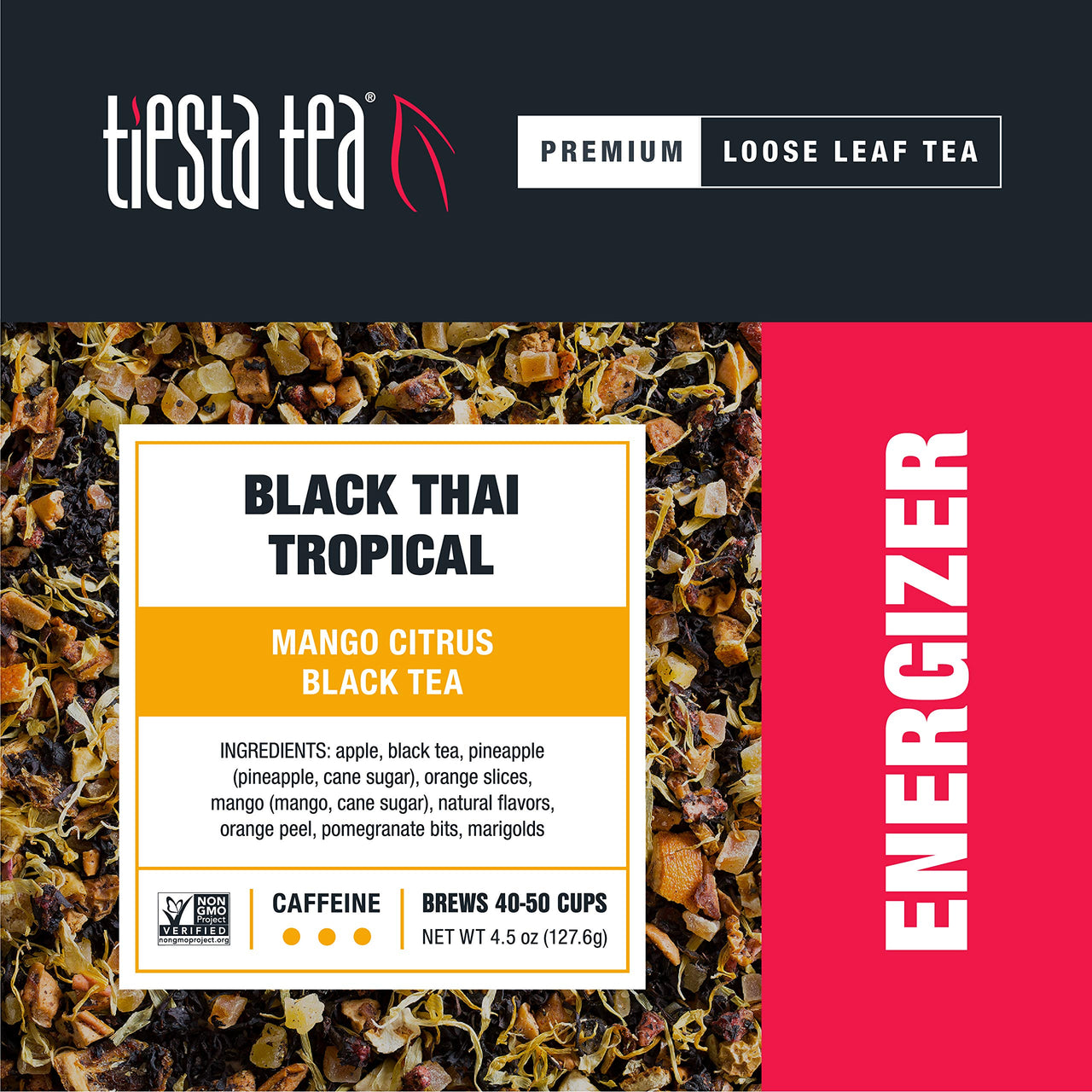Tiesta Tea - Black Thai Tropical, Loose Leaf Mango Citrus Black Tea, High Caffeine, Hot & Iced Tea, 4.5 oz Tin - 50 Cups, Natural, Flavored, Black Tea Loose Leaf