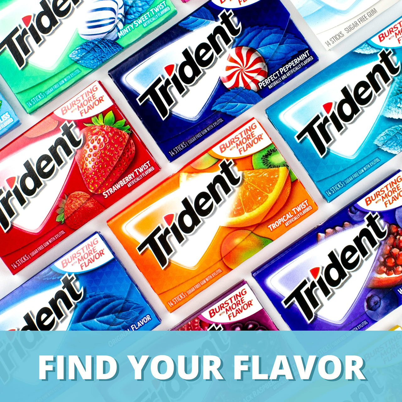 Trident Mint Bliss Sugar Free Gum, 12 Packs of 14 Pieces (168 Pieces)