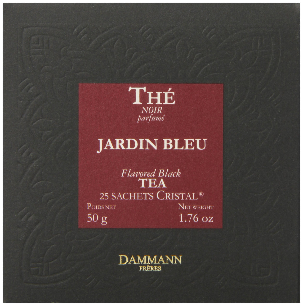 Dammann Freres Sachets, Jardin Bleu Tea Bags, Premium Gourmet French Black Tea, Blend Strawberry, Rhubarb Flavors, 25 Count (Single Pack) (SYNCHKG055739)