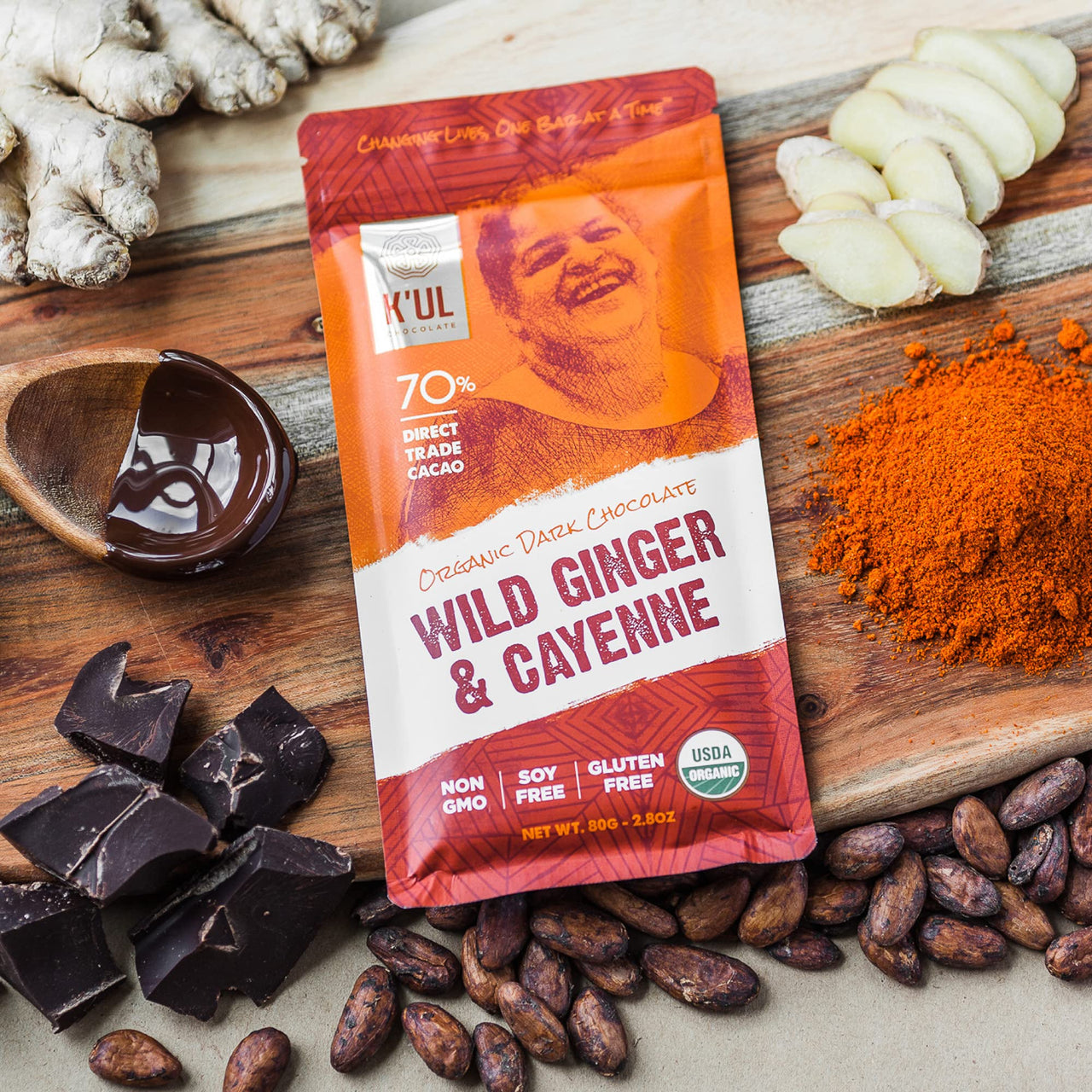 K'UL Chocolate Bars | 3 Pack Dark Chocolate 70+80% Cacao | Espresso & Cacao + Pure Dark Chocolate + Wild Ginger | Organic, Vegan Chocolate, Gluten Free, Soy Free, Non-GMO, Bean-to-Bar, Fair Trade Dark Chocolate