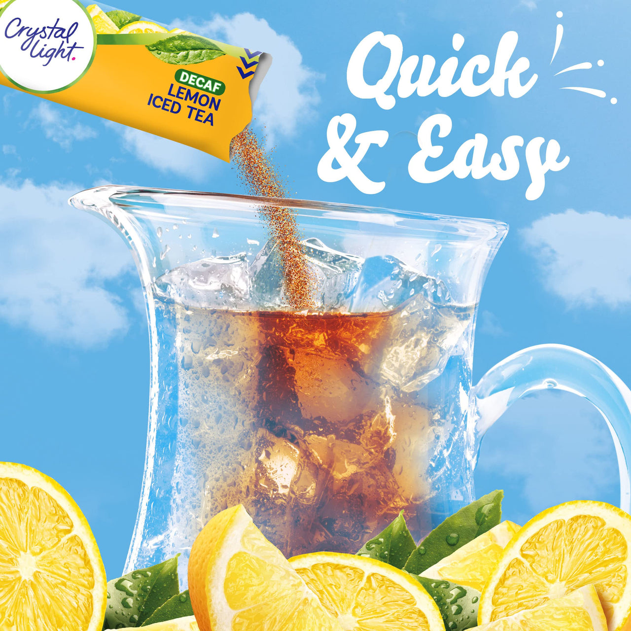 Crystal Light Sugar-Free Decaffeinated Lemon Iced Tea Naturally Flavored Powdered Drink Mix 4 Count Pitcher Packets