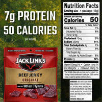 Jack Link's  Beef Jerky, Original - Flavorful Meat Snack for Lunches, Ready to Eat Snacks - 7g of Protein, Made with Premium Beef - 0.625 Oz Bags (Pack of 5)