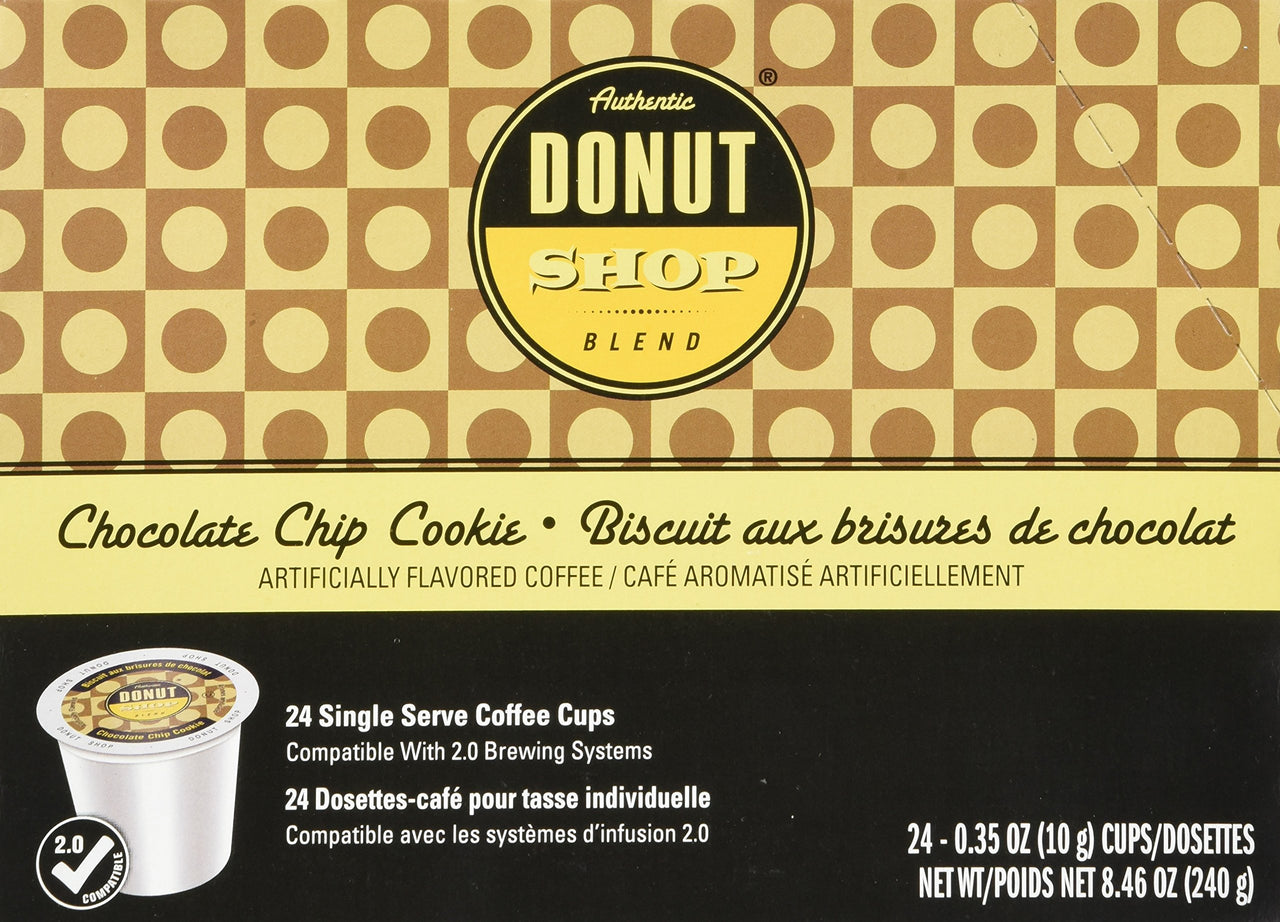 Authentic Donut Shop Blend Chocolate Chip Cookie Single Cup Coffee for Keurig K Cup Brewers, 24Count