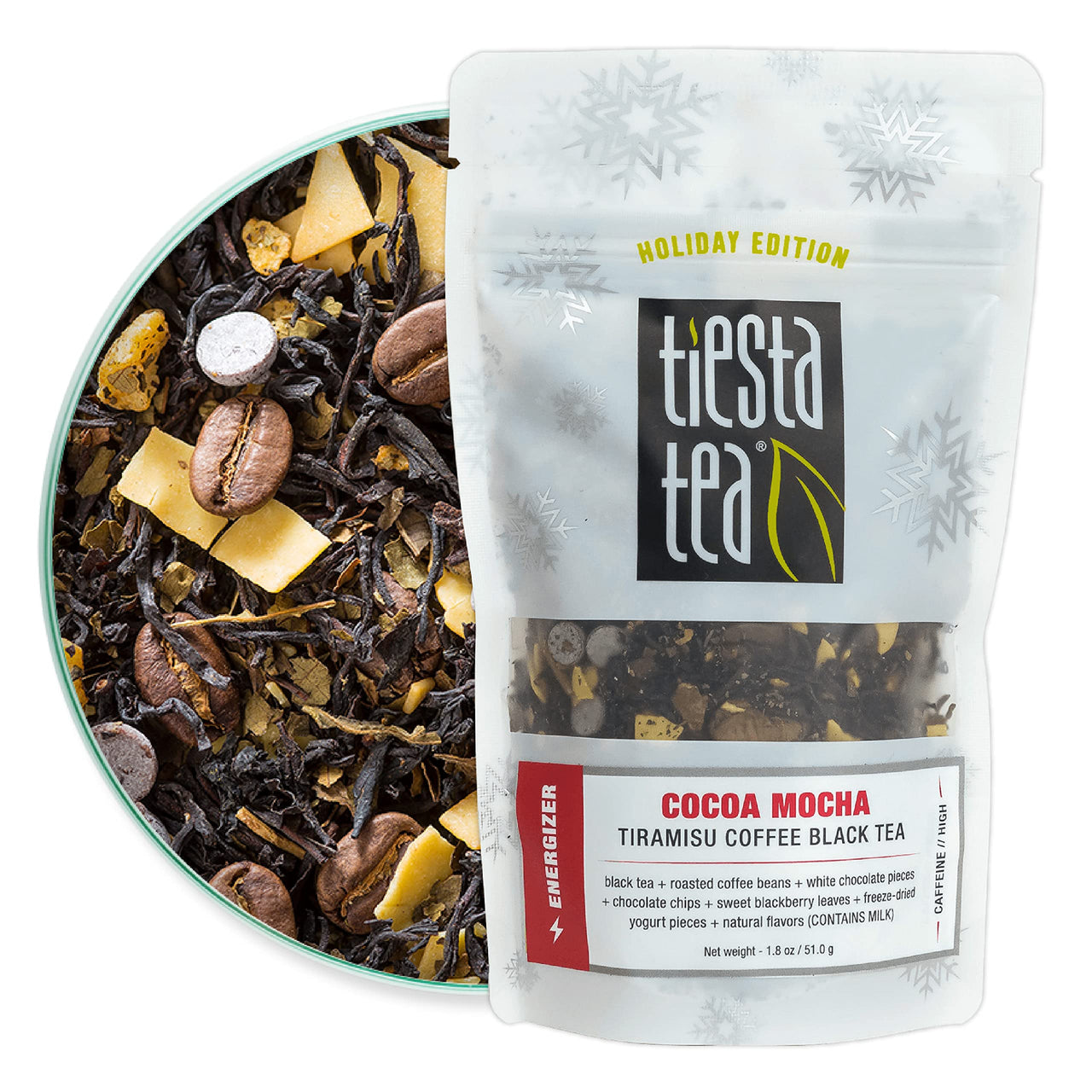 Tiesta Tea - Cocoa Mocha, Loose Leaf Tiramisu Coffee Black Tea, High Caffeine, Hot & Iced Tea, 1.8 oz Pouch - 25 Cups, Natural Flavored, Black Tea Loose Leaf Blend