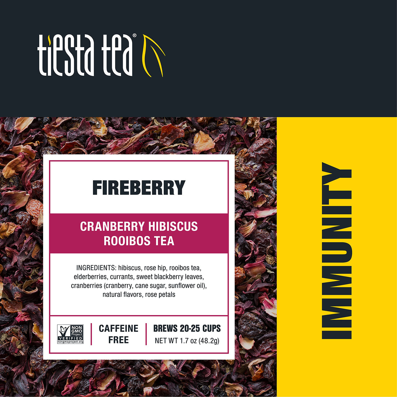 Tiesta Tea - Fireberry, Loose Leaf Cranberry Hibiscus Rooibos Tea, Non-Caffeinated, Hot & Iced Tea, 1.7 oz Pouch - 25 Cups, Natural Flavored, Hibiscus Rooibos Tea Loose Leaf
