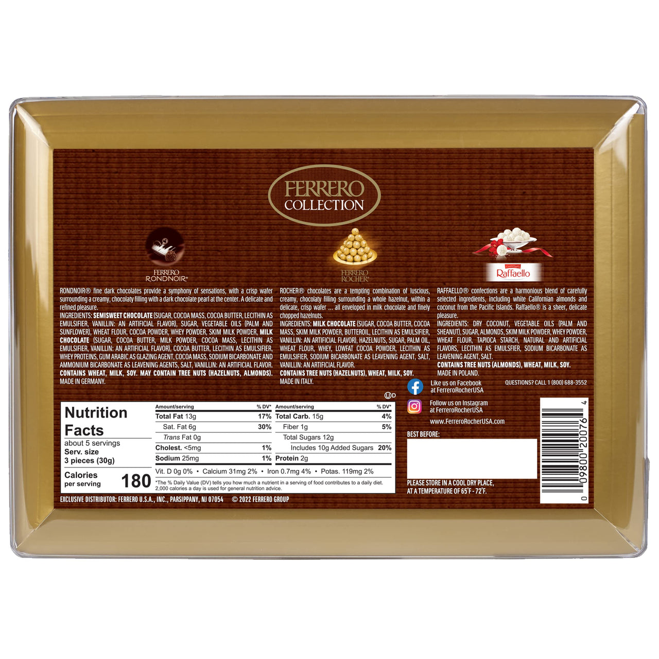 Ferrero Collection Premium Gourmet Assorted Hazelnut Milk Chocolate, Dark Chocolate and Coconut, A Great Easter Gift, 6.1 oz, 16 Count