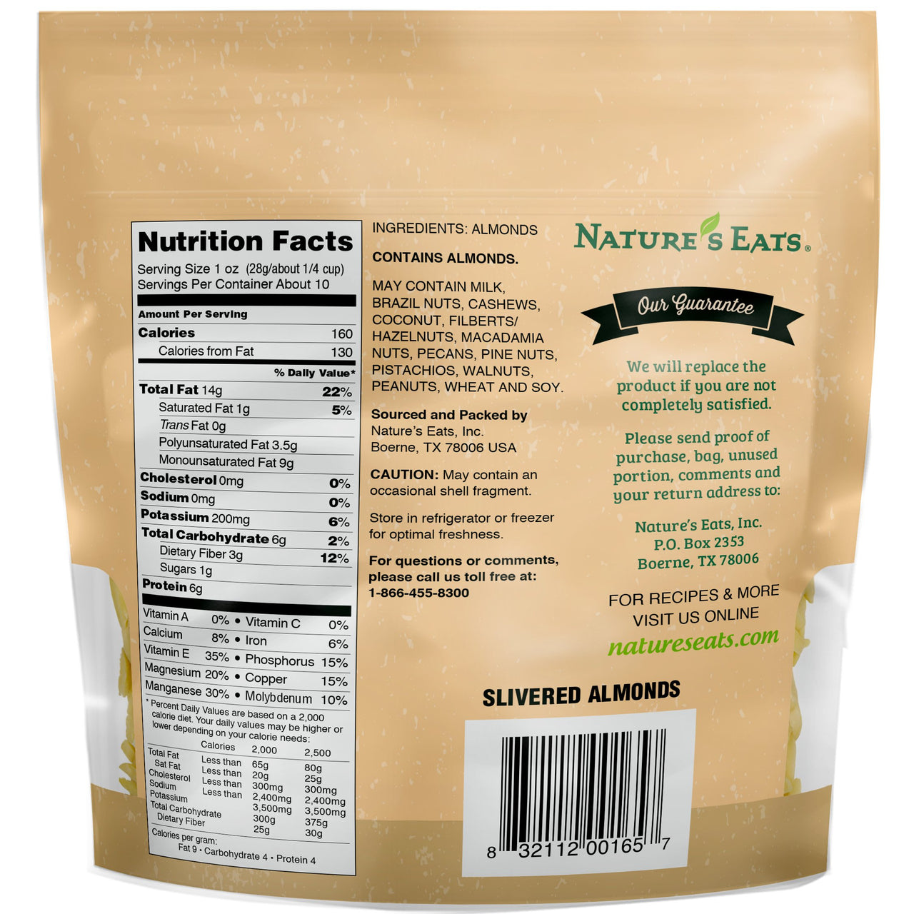 Nature's  Eats Blanched Slivered Almonds, Natural, 10 Ounce