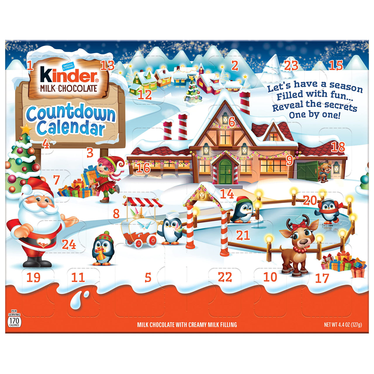 Kinder Joy Christmas Advent Calendar, Chocolate Candy Treats Inside, Perfect Holiday Gift for Kids, White, 24 Count, Pack of 2