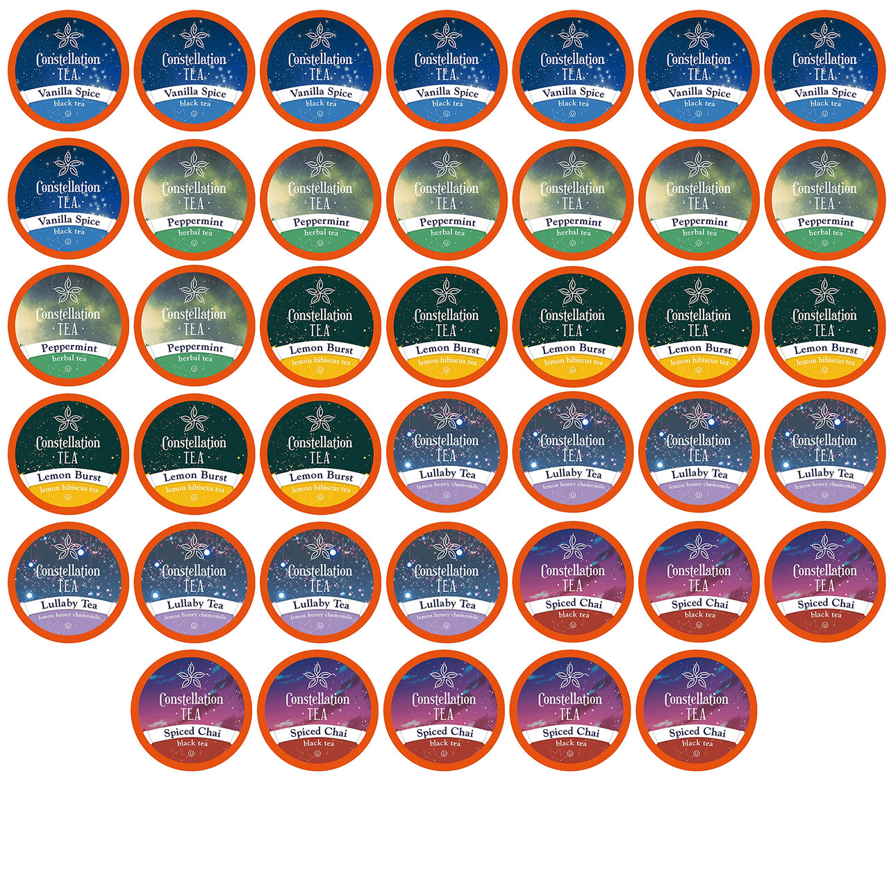 Constellation Tea Assorted Variety Pack Sampler Tea Pods Compatible with K Cup Brewers Including 2.0, 40 Count
