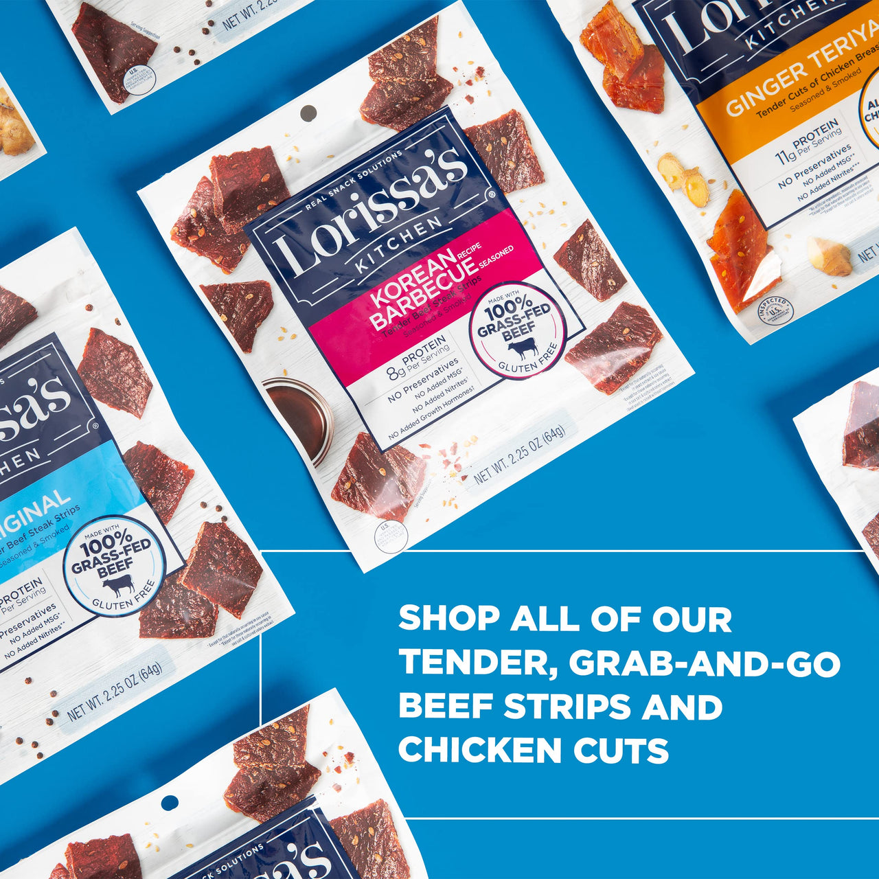 Lorissa's  Kitchen Premium Grass-Fed Steak Strips, Original, 2.25 Oz. 1 Count - No Added MSG or Nitrites, Keto Friendly Snacks & Gluten Free, More Tender Than Traditional Beef Jerky