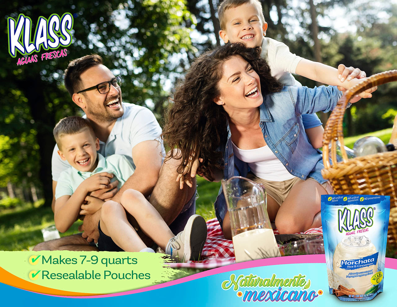 Klass Aguas Frescas Horchata Drink Mix - No artificial flavor, no artificial sweeteners, colors from natural sources (Makes 7 Quarts) 14.1 ounce Family-Pack (Single Unit)