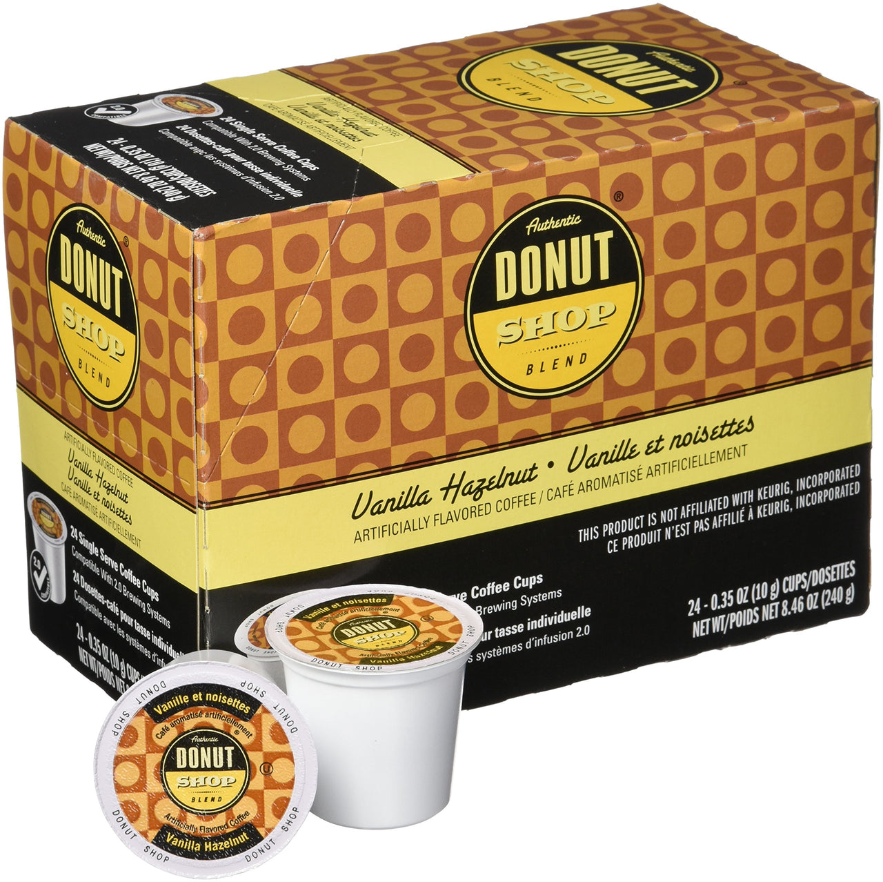 Authentic Donut Shop Blend Vanilla Hazelnut Single Cup Coffee for Keurig K-Cup Brewers, 24 Count