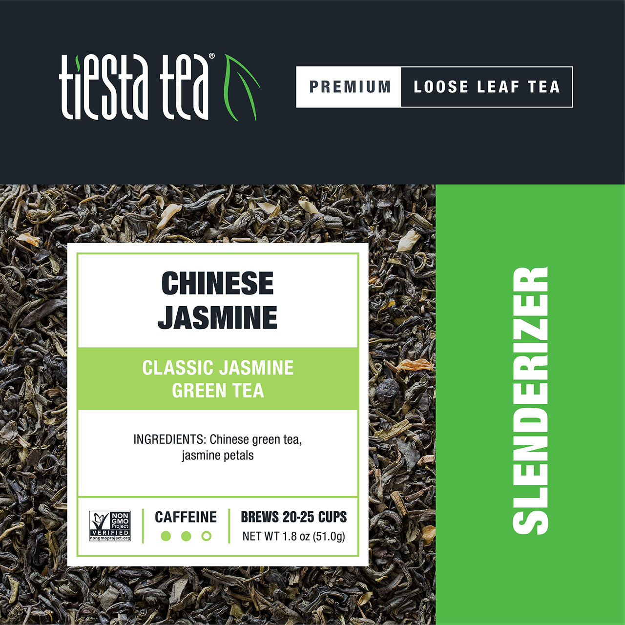 Tiesta Tea - Chinese Jasmine, Loose Leaf Classic Jasmine Green Tea, Medium Caffeine, Hot & Iced Tea, 1.8 oz Pouch - 25 Cups, Natural, Diet Support, Green Tea Loose Leaf