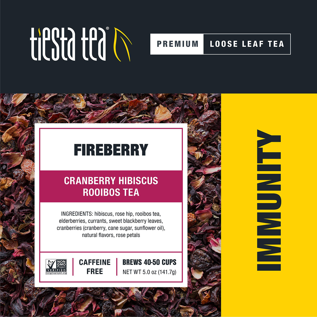 Tiesta Tea - Fireberry, Loose Leaf Cranberry Hibiscus Rooibos Tea, Non-Caffeinated, Hot & Iced Tea, 5 oz Tin - 50 Cups, Natural Flavored, Hibiscus Rooibos Tea Loose Leaf