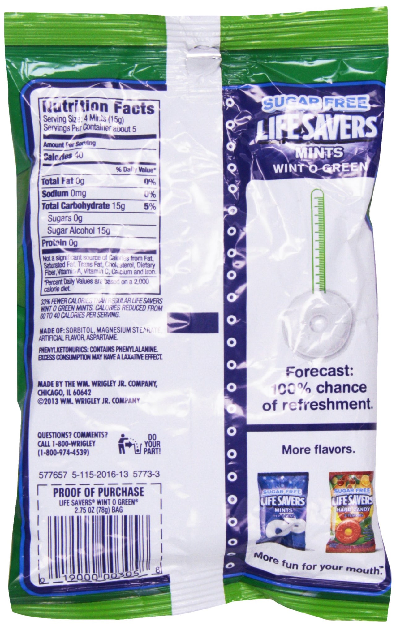 Life Savers Hard Candy, Wint-O-Green, 2.75 oz