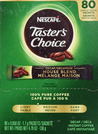 Nescafe Taster's  Choice Instant Coffee, Decaffeinated, 80 Count Single Stick