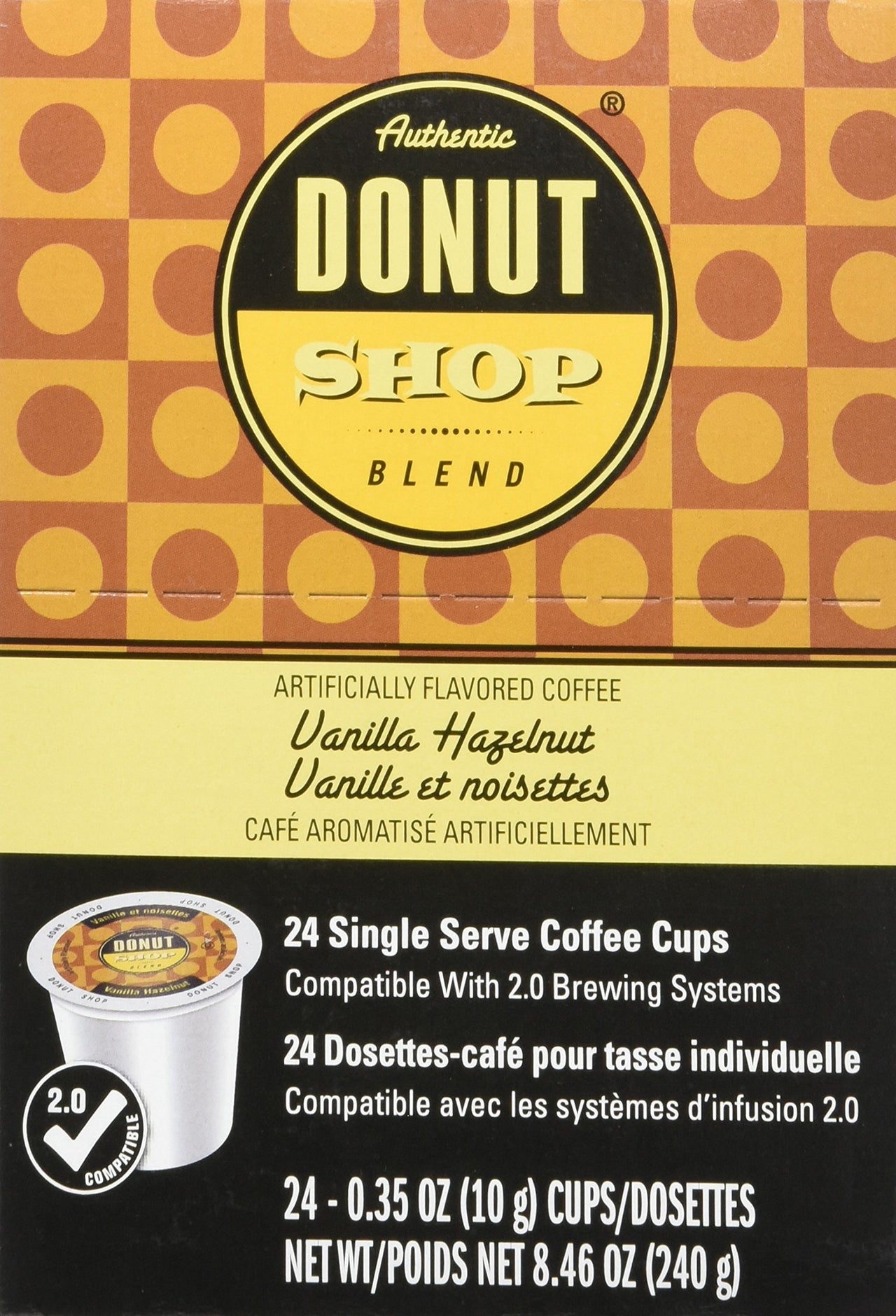 Authentic Donut Shop Blend Vanilla Hazelnut Single Cup Coffee for Keurig K-Cup Brewers, 24 Count