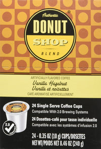 Authentic Donut Shop Blend Vanilla Hazelnut Single Cup Coffee for Keurig K-Cup Brewers, 24 Count