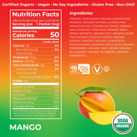 Organic Rapid Hydration Packets by Orgain, Mango Hydro Boost - Packed with Electrolytes & Superfoods, Less Sugar, Gluten Free, Vegan, No Soy Ingredients or Artificial Flavors, Non-GMO (Pack of 8)