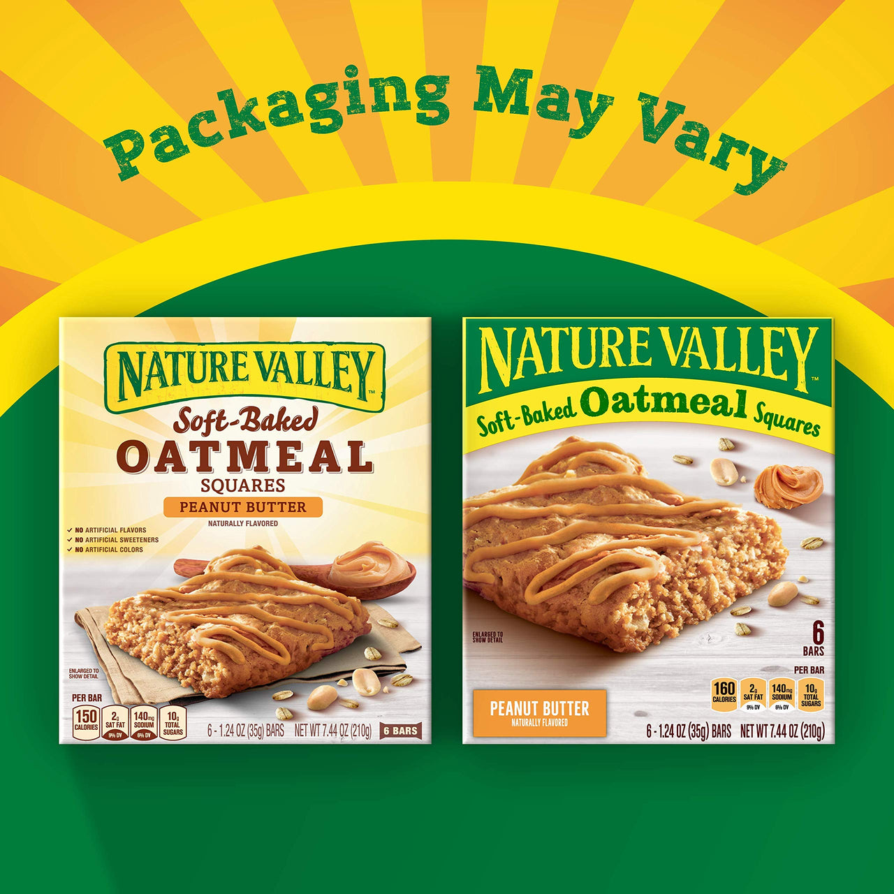 Nature Valley Soft-Baked Oatmeal Squares, Peanut Butter, 1.24 oz, 6 ct