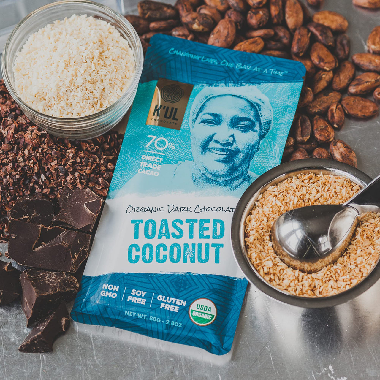 K'UL Chocolate Bars | 3 Pack Pure Dark Chocolate + Himalayan Sea Salt + Toasted Coconut Dark Chocolate | Organic, Vegan Chocolate, Gluten Free, Soy Free, Non-GMO, Bean-to-Bar, Fair Trade Dark Chocolate