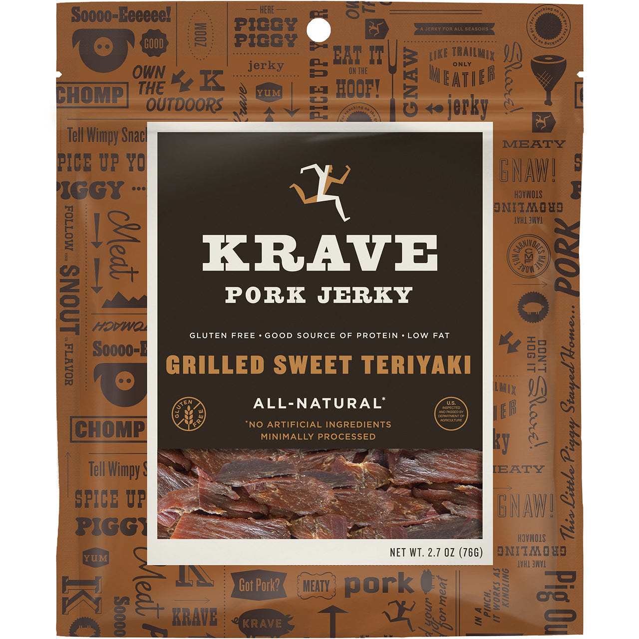 Krave Jerky Pork, Grilled Sweet Teriyaki, 2.7 Ounce (170487)