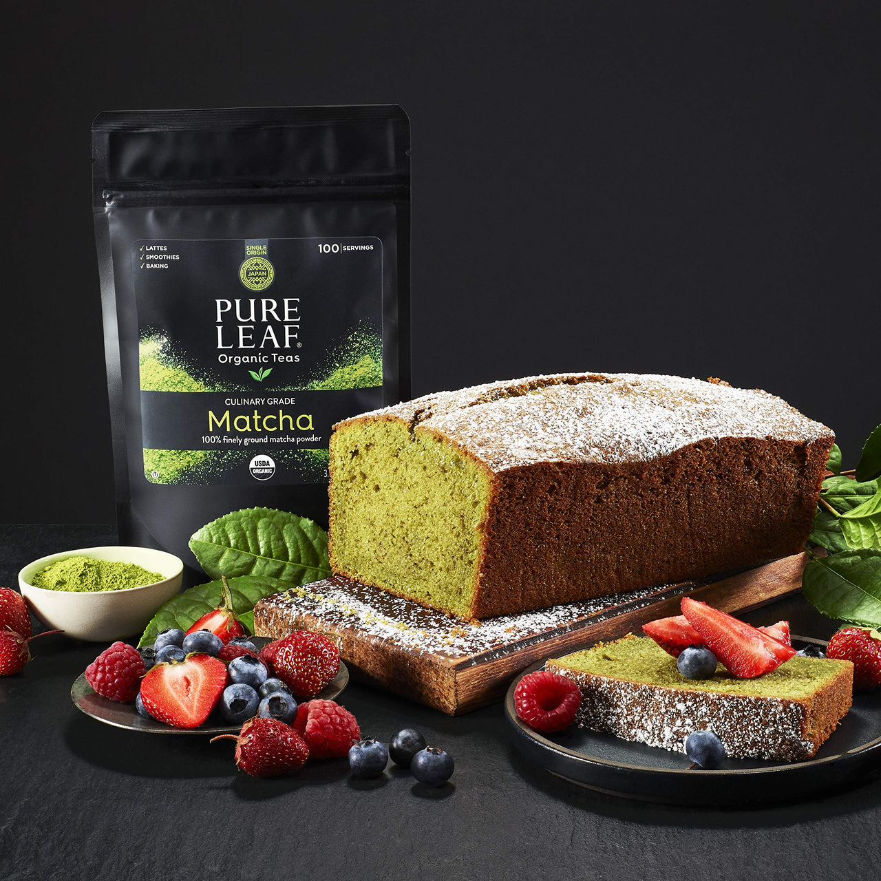 Pure Leaf 100% Organic Matcha Green Tea Powder for Green Tea Matcha Latte, Matcha baking recipes, Green Tea Smoothies Matcha Powder 100g Value Size, 3.5 Ounce