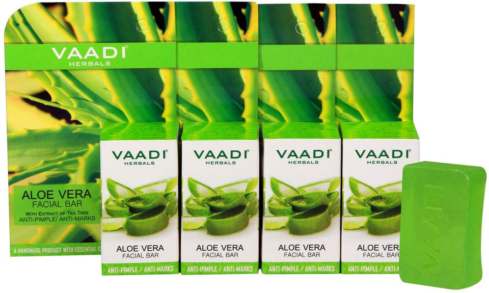 Vaadi Herbals Value Aloe Vera Facial Bars with Extract of Tea Tree, 25gm x 4