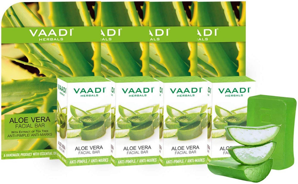 Vaadi Herbals Value Aloe Vera Facial Bars with Extract of Tea Tree, 25gm x 4