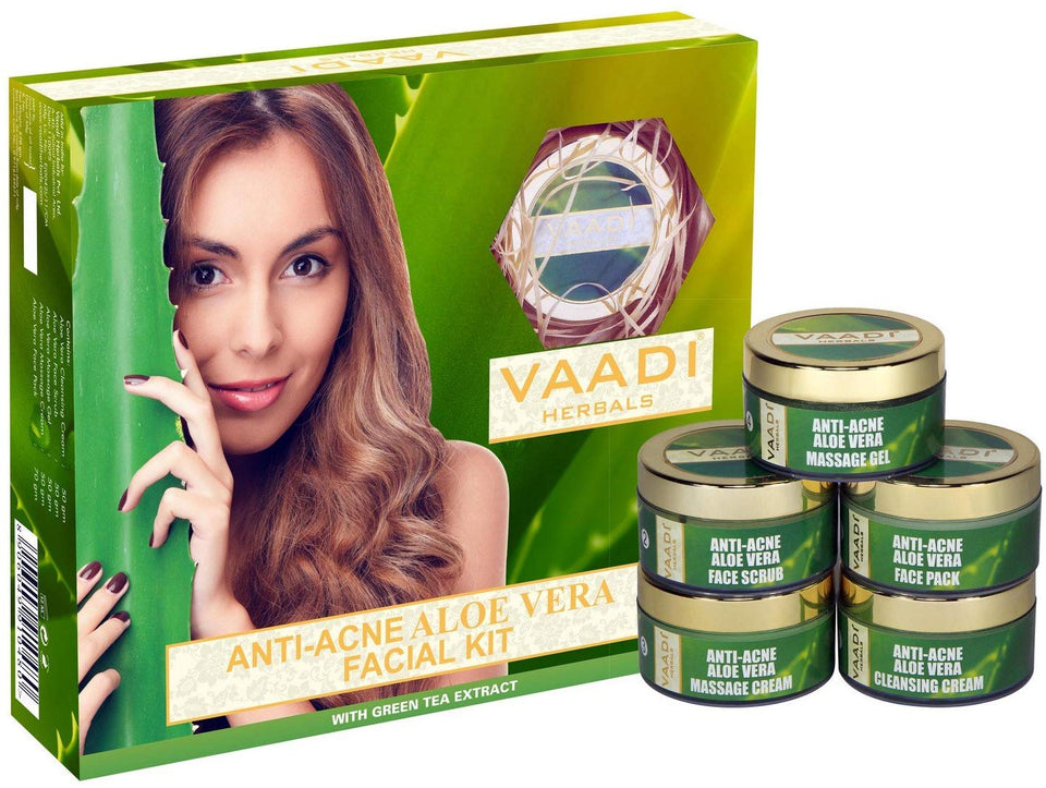Vaadi Herbals Anti Acne Aloe Vera Facial Kit with Green Tea Extract, 270g