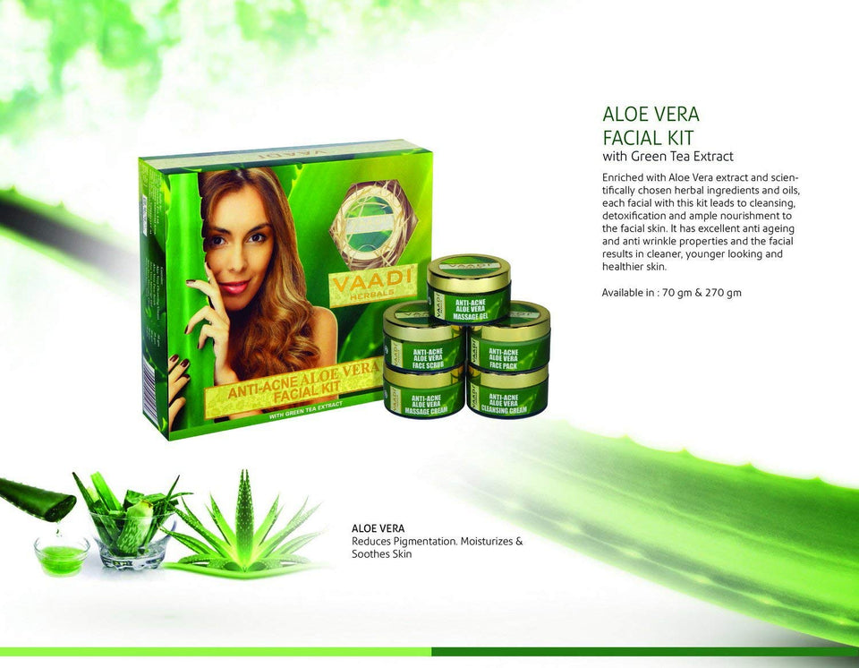 Vaadi Herbals Anti Acne Aloe Vera Facial Kit with Green Tea Extract, 270g