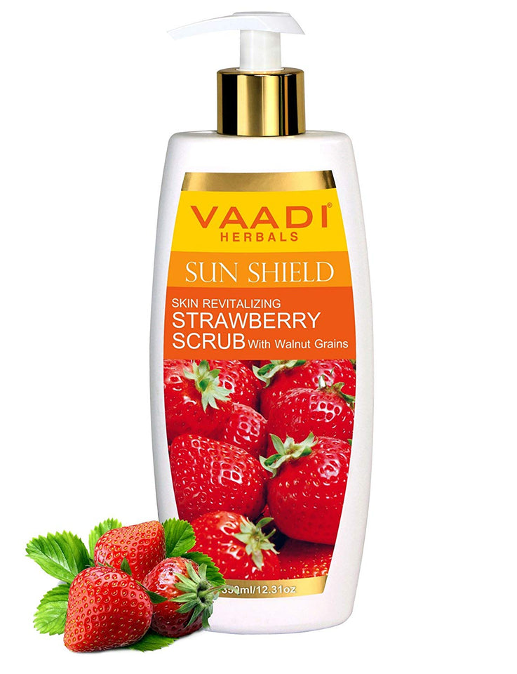 Vaadi Herbals Strawberry Scrub Lotion with Walnut Grains, 350g