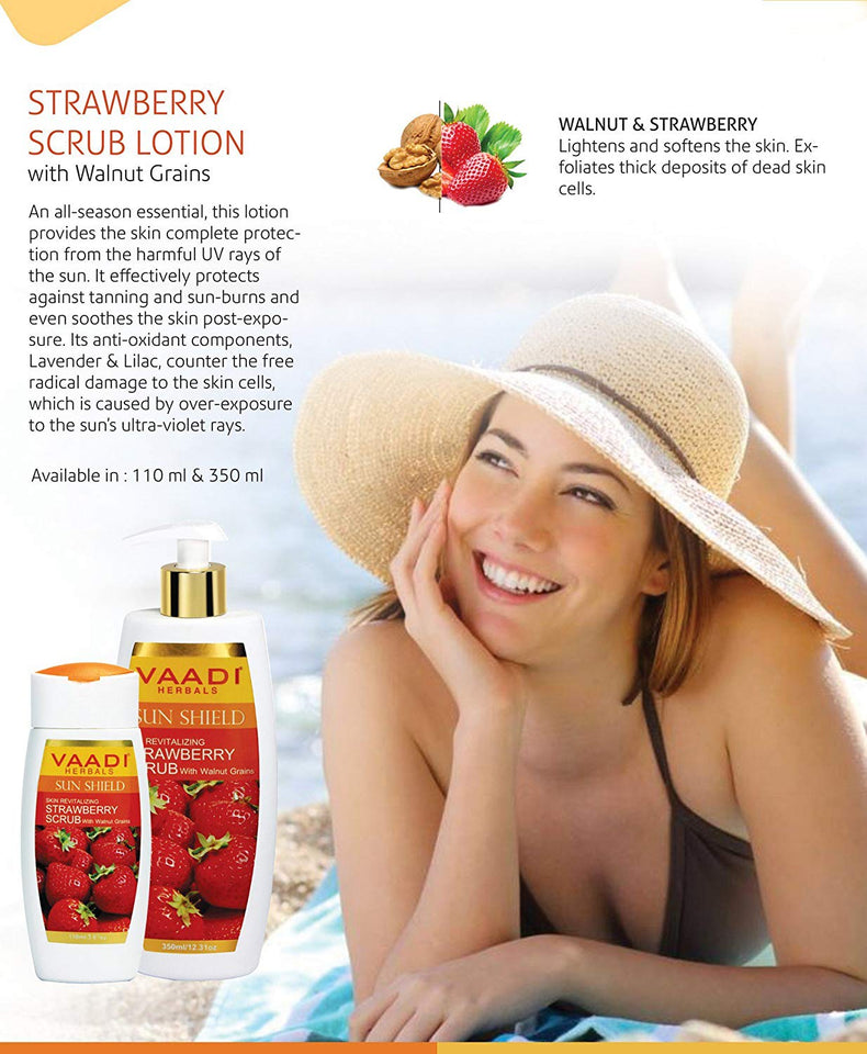 Vaadi Herbals Strawberry Scrub Lotion with Walnut Grains, 350g