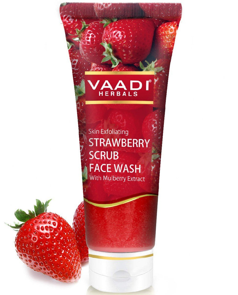 Vaadi Herbals Strawberry Scrub Face Wash with Mulberry Extract, 60g