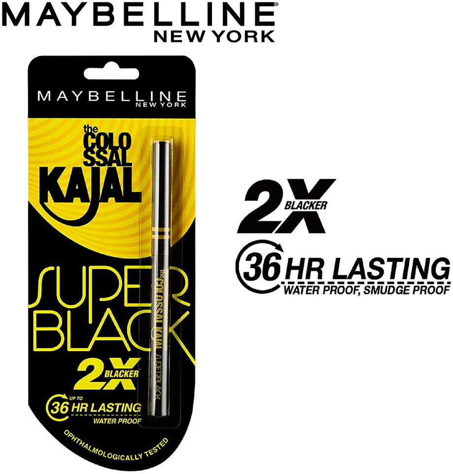 Maybelline New York Colossal Kajal, Super Black, 0.35g