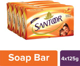 Santoor Sandal and Turmeric Soap (Pack of 4 soaps 125g each)