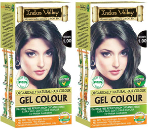 Indus Valley Herbal, Natural Gel Hair Color Black 1.00 Pack of 2 (20gm + 200 ml)