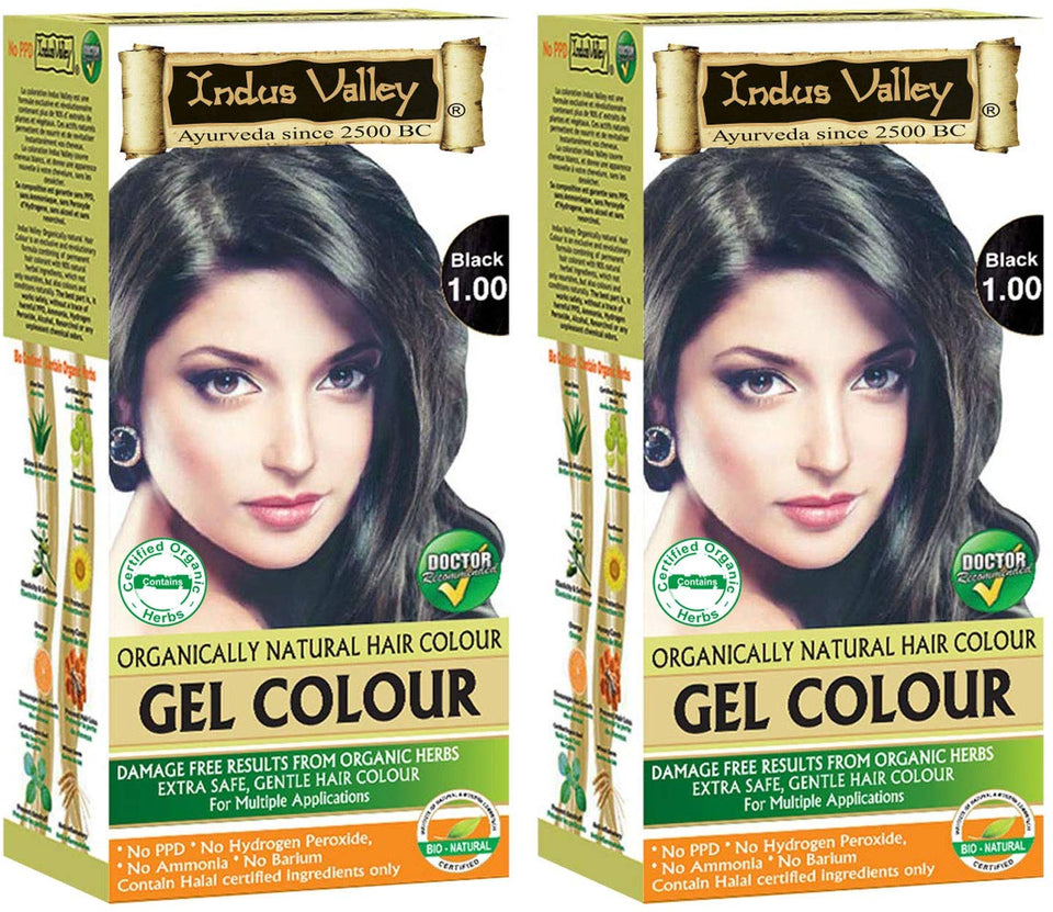 Indus Valley Herbal, Natural Gel Hair Color Black 1.00 Pack of 2 (20gm + 200 ml)