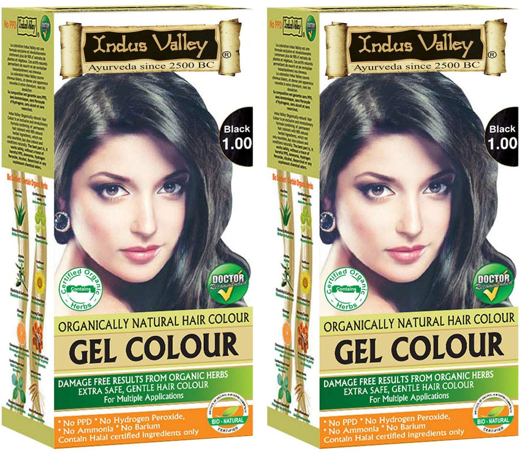Indus Valley Herbal, Natural Gel Hair Color Black 1.00 Pack of 2 (20gm + 200 ml)