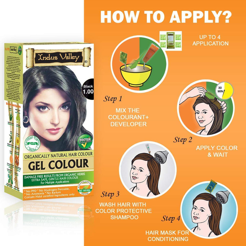 Indus Valley Herbal, Natural Gel Hair Color Black 1.00 Pack of 2 (20gm + 200 ml)