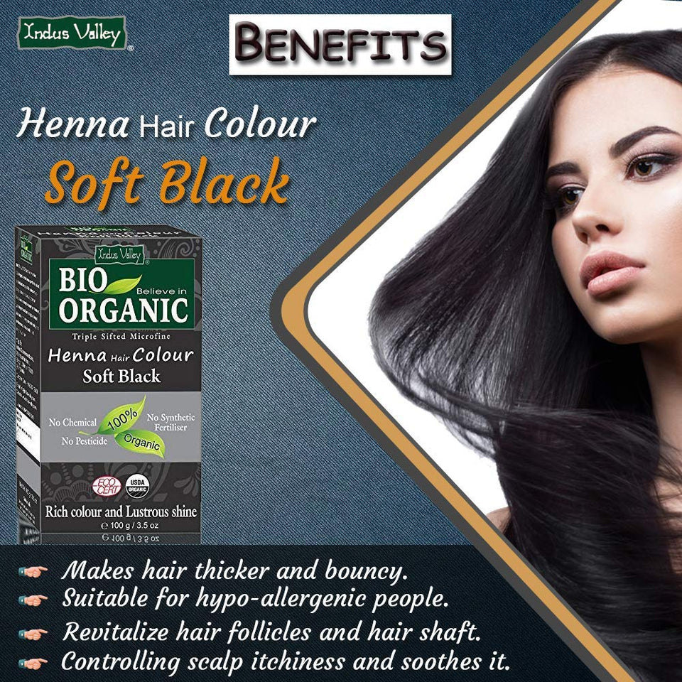 Indus Valley Bio Organic 100% Soft Black Henna Hair Color (100g)
