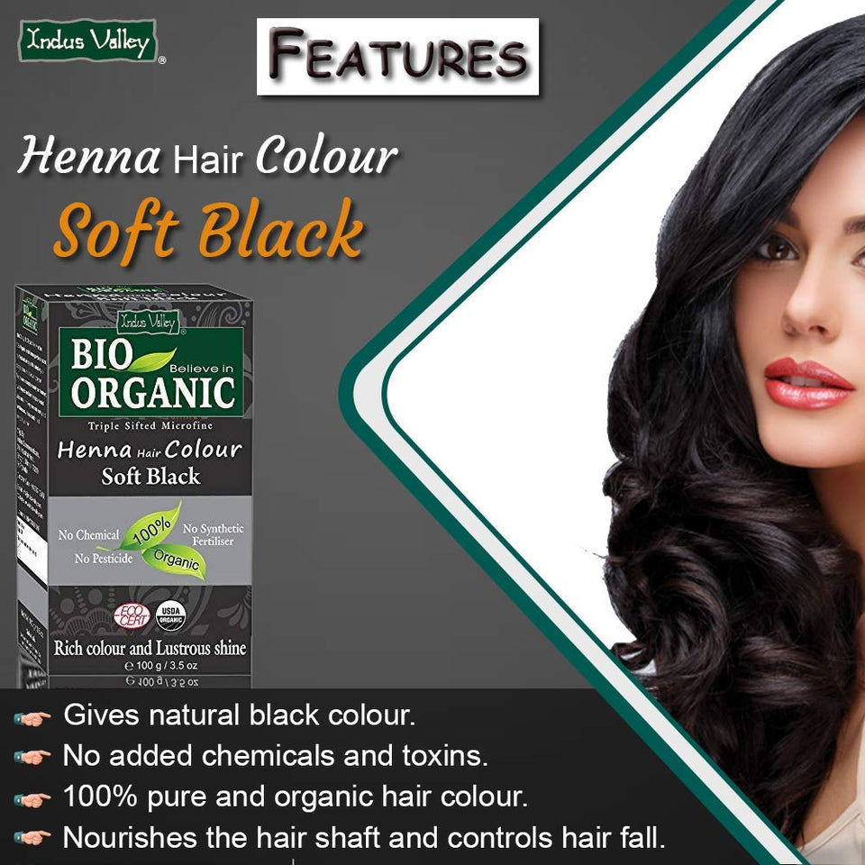 Indus Valley Bio Organic 100% Soft Black Henna Hair Color (100g)