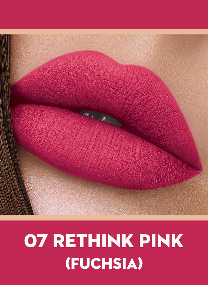 SUGAR Cosmetics Smudge Me Not Liquid Lipstick 07 Rethink Pink (Fuchsia), 4.5 ml