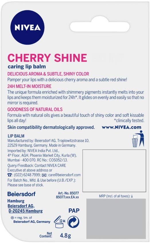 Nivea Lip Care Fruity Shine Cherry, 4.8g