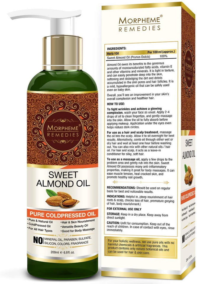 Morpheme Remedies Cold Pressed Sweet Almond Oil, 200ml