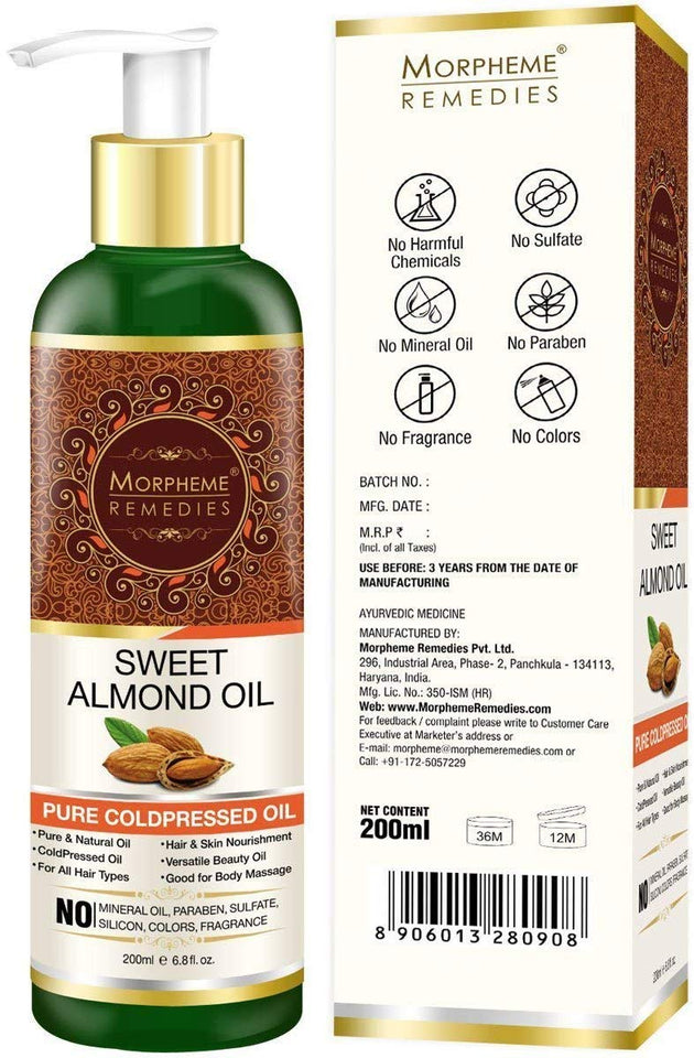 Morpheme Remedies Cold Pressed Sweet Almond Oil, 200ml