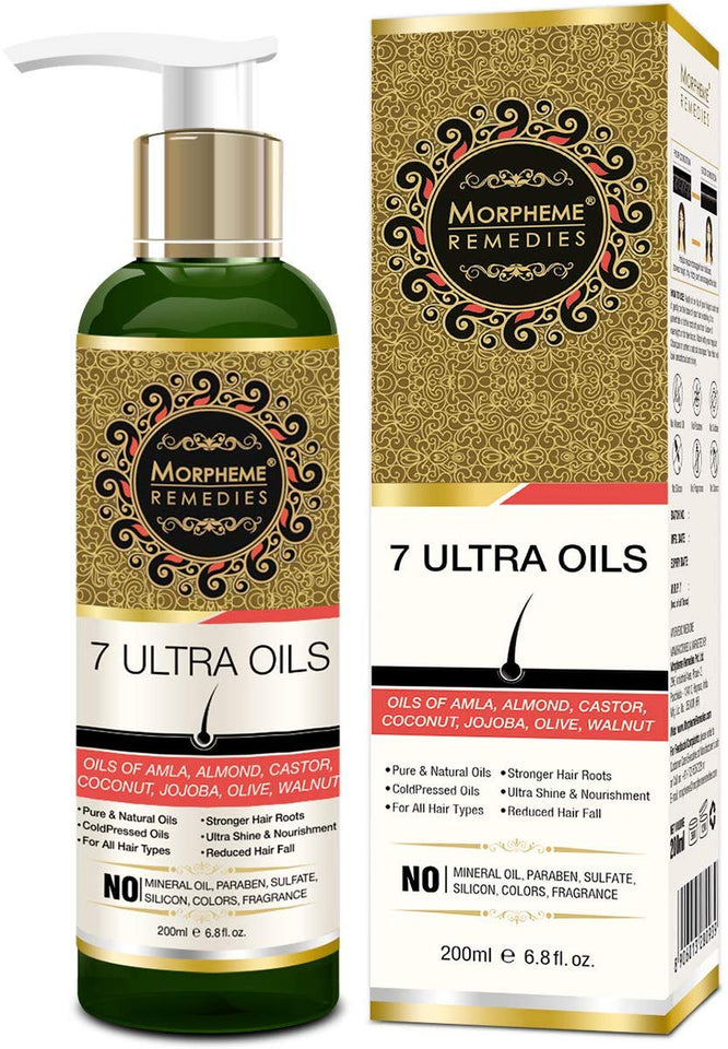 Morpheme Remedies 7 Ultra Hair Oil (Almond, Castor, Jojoba, Coconut, Olive, Walnut, Amla Oils), 200 ml