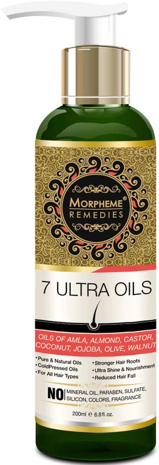 Morpheme Remedies 7 Ultra Hair Oil (Almond, Castor, Jojoba, Coconut, Olive, Walnut, Amla Oils), 200 ml
