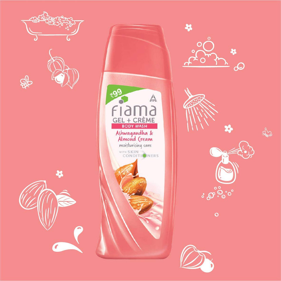 Fiama Ashwagandha and Almond Cream Gel with Crème Bodywash, 200ml
